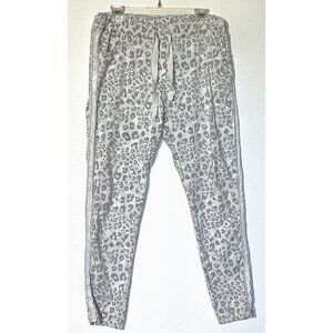 Venti6 White Gray Animal Side Stripe Drawstring Stretch Joggers Pants Sz L-Italy